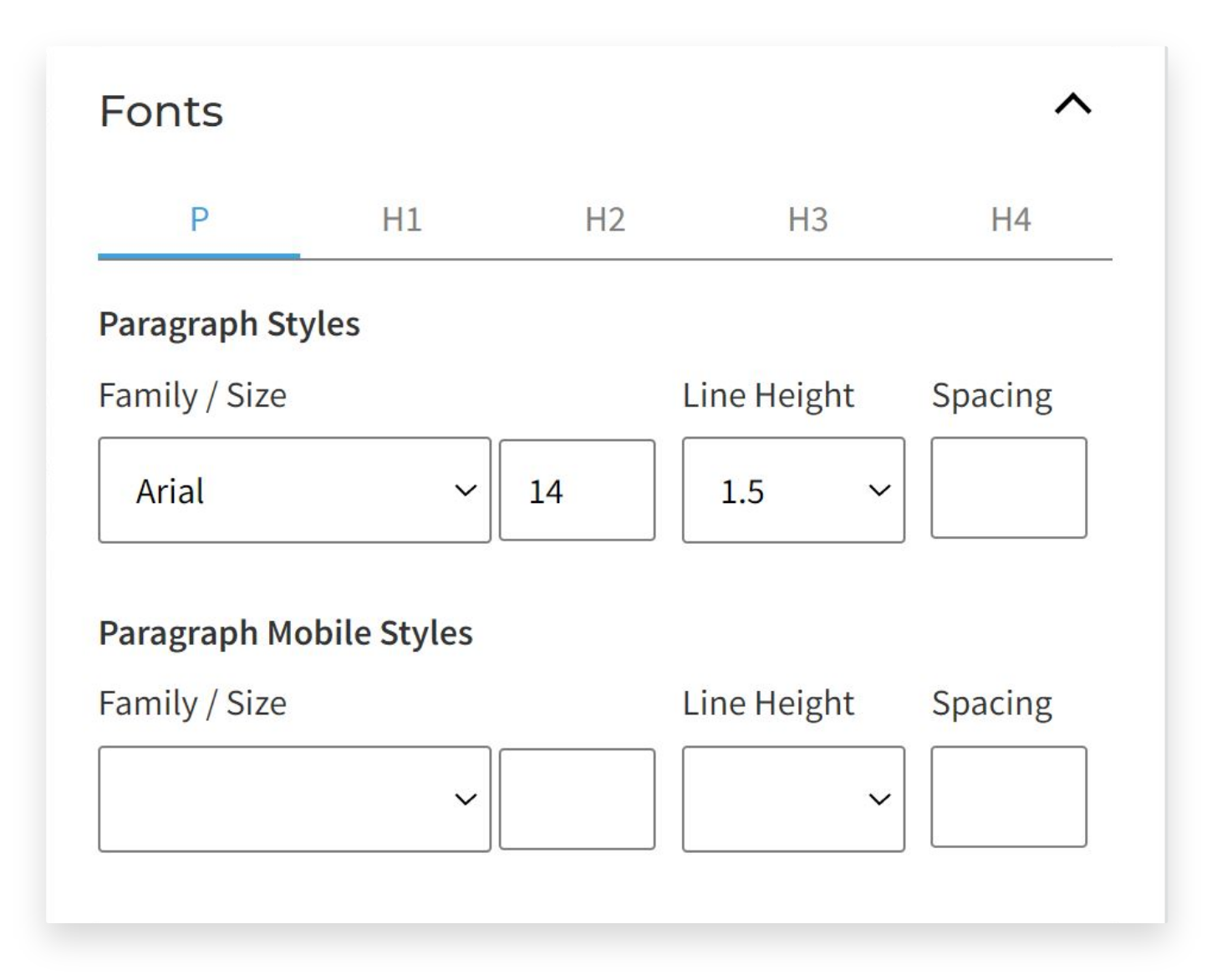 Email Builder font preset settings